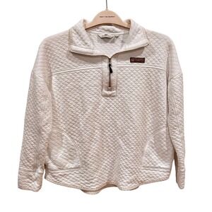 Vineyard Vines Quilted Quarter Zip Pullover Sweatshirt white Martha's Size M